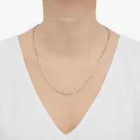 14K Gold 18 - 22 Inch Hollow Elongated Curb Chain Necklace