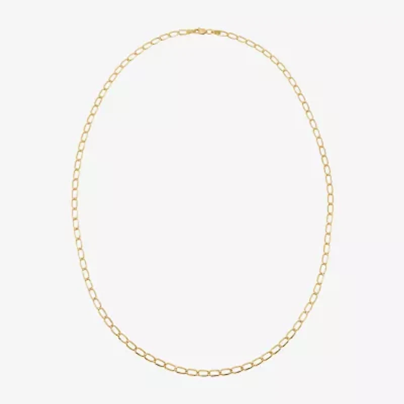14K Gold 18 - 22 Inch Hollow Elongated Curb Chain Necklace