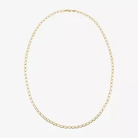 14K Gold 18 - 22 Inch Hollow Elongated Curb Chain Necklace
