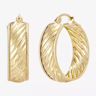 Womens 10K Gold 22mm Round Hoop Earrings