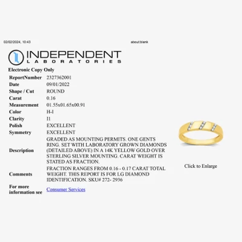 I Said Yes (H-I / I1) 1/6 CT. T.W. Lab Grown White Diamond Sterling Silver or 14K Gold Over Wedding Band