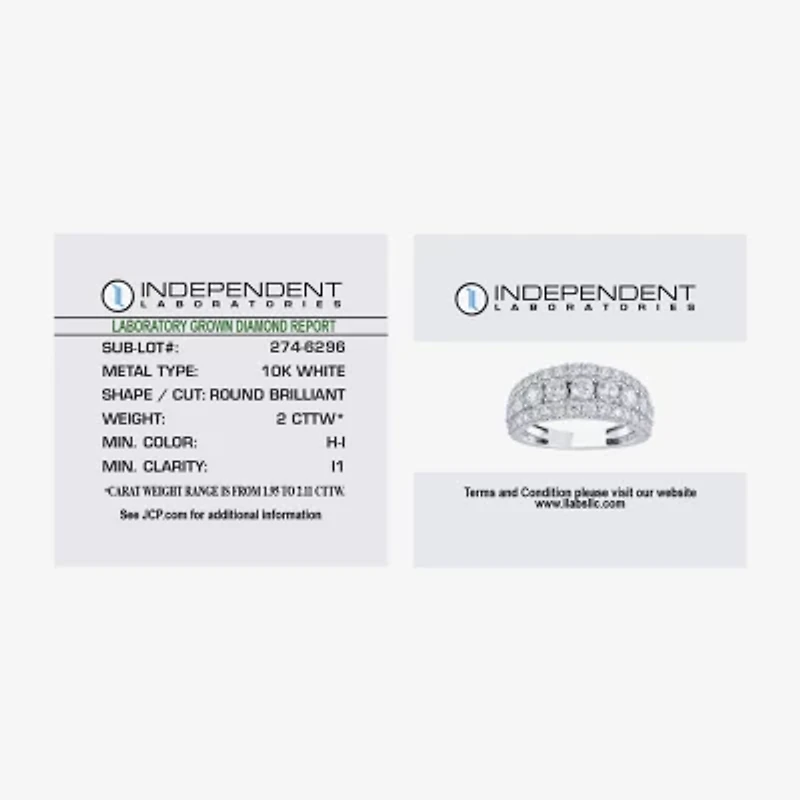 (H-I / I1) Womens 2 CT. T.W. Lab Grown White Diamond 10K Gold Anniversary Band