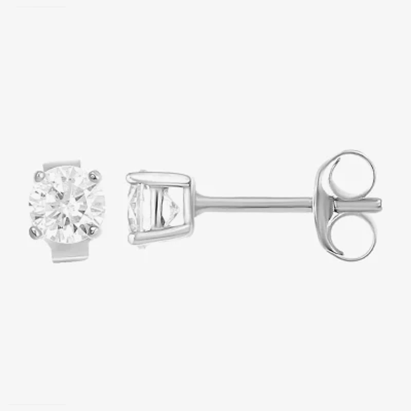 Womens Cubic Zirconia Sterling Silver Heart Round 3 Pair Earring Set