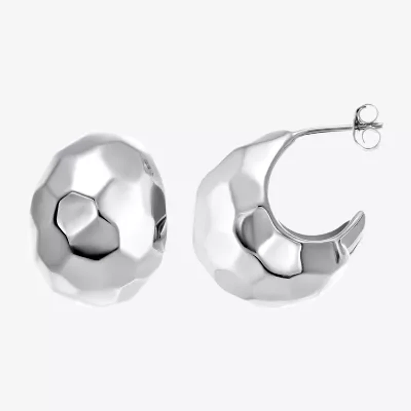 Womens Cubic Zirconia Sterling Silver 23mm Round Hoop Earrings