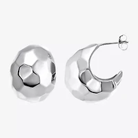 Womens Cubic Zirconia Sterling Silver 23mm Round Hoop Earrings