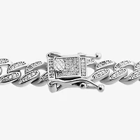 Mens Sterling Silver 8 1/2 Inch Solid Link Chain Bracelet