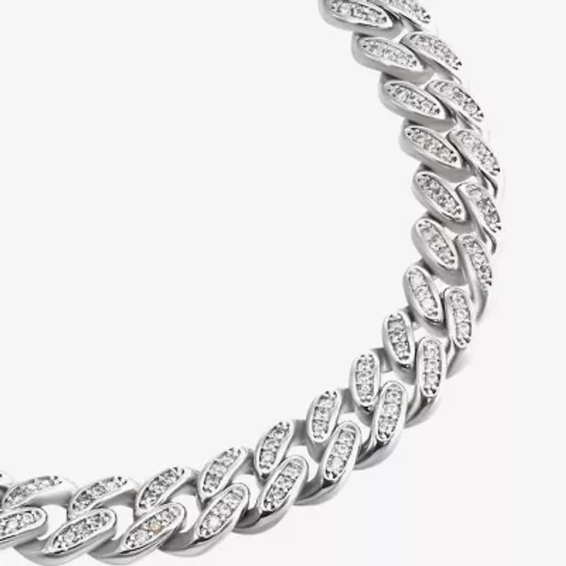 Mens Sterling Silver 8 1/2 Inch Solid Link Chain Bracelet