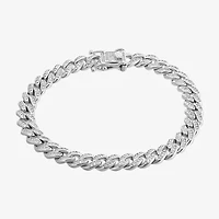 Mens Sterling Silver 8 1/2 Inch Solid Link Chain Bracelet