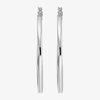 Womens Sterling Silver 50mm Round Hoop Earrings