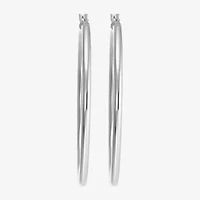 Womens Sterling Silver 50mm Round Hoop Earrings