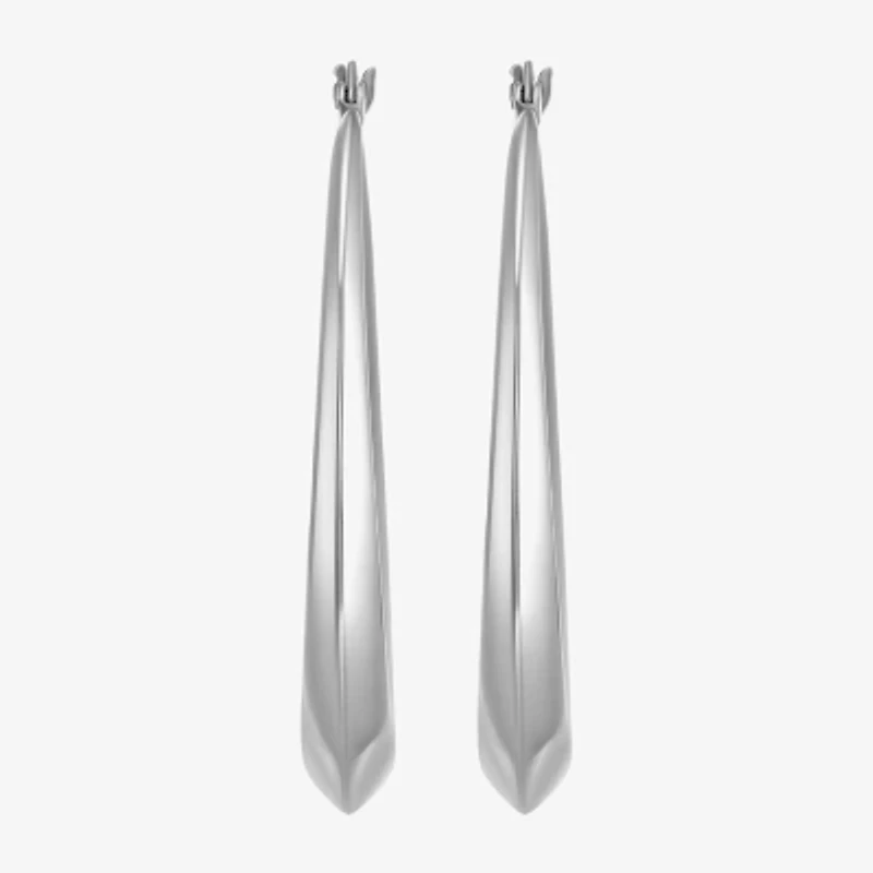 Womens Sterling Silver 40mm Round Hoop Earrings