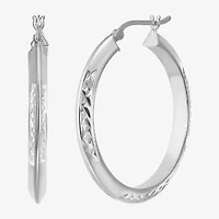 Womens Sterling Silver 35.5mm Round Hoop Earrings