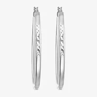 Womens Sterling Silver 45mm Round Hoop Earrings