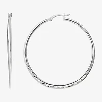Womens Sterling Silver 45.5mm Round Hoop Earrings