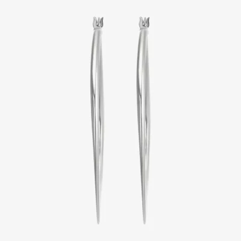 Womens Sterling Silver 45.5mm Round Hoop Earrings