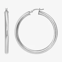 Womens Sterling Silver 44.5mm Round Hoop Earrings
