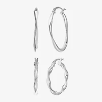 Womens Sterling Silver Round Pair Earring Set