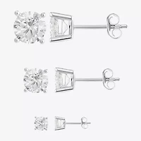 Womens Cubic Zirconia Sterling Silver Round Pair Earring Set