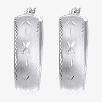 Womens Sterling Silver 30mm Round Hoop Earrings