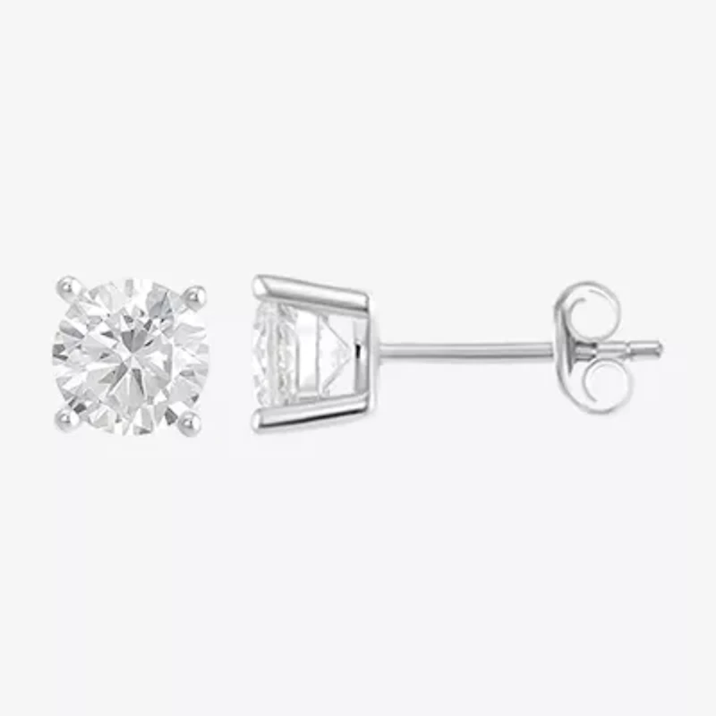 Womens Cubic Zirconia Sterling Silver Round Pair Earring Set