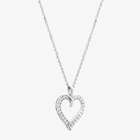 Diamonart Womens Cubic Zirconia Sterling Silver Heart 18 Inch Pendant Necklace