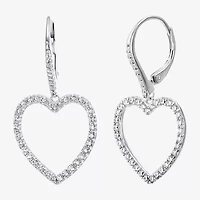 Diamonart Womens 2 CT. T.W. Cubic Zirconia Sterling Silver Heart Drop Earrings