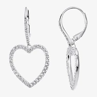Diamonart Womens 2 CT. T.W. Cubic Zirconia Sterling Silver Heart Drop Earrings