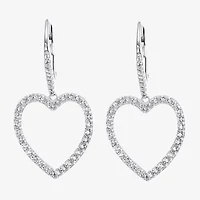 Diamonart Womens 2 CT. T.W. Cubic Zirconia Sterling Silver Heart Drop Earrings