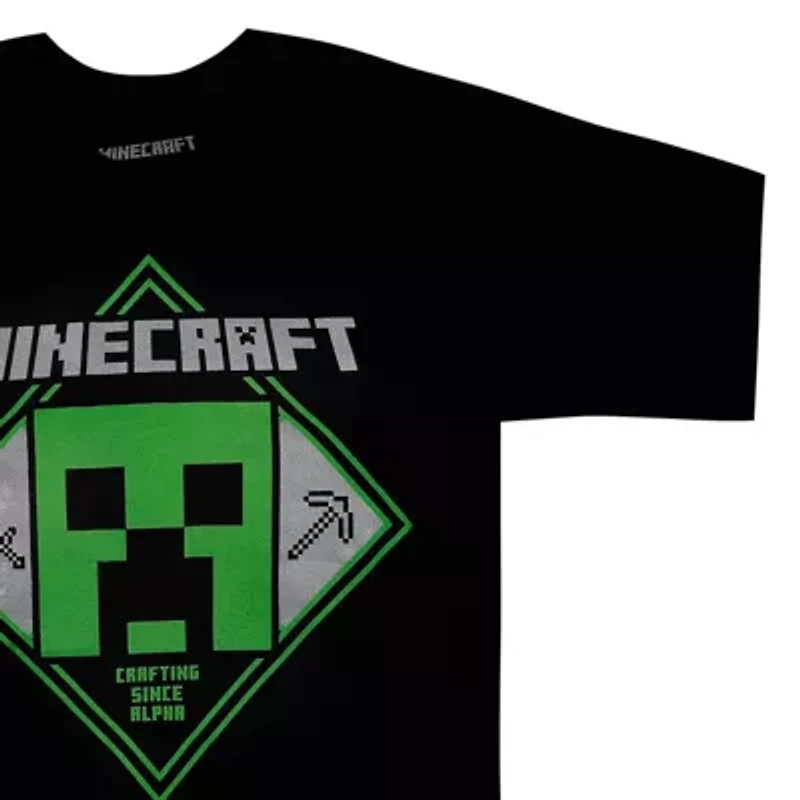 Little & Big Kid Boys Crew Neck Short Sleeve Regular Fit Minecraft Graphic T-Shirt