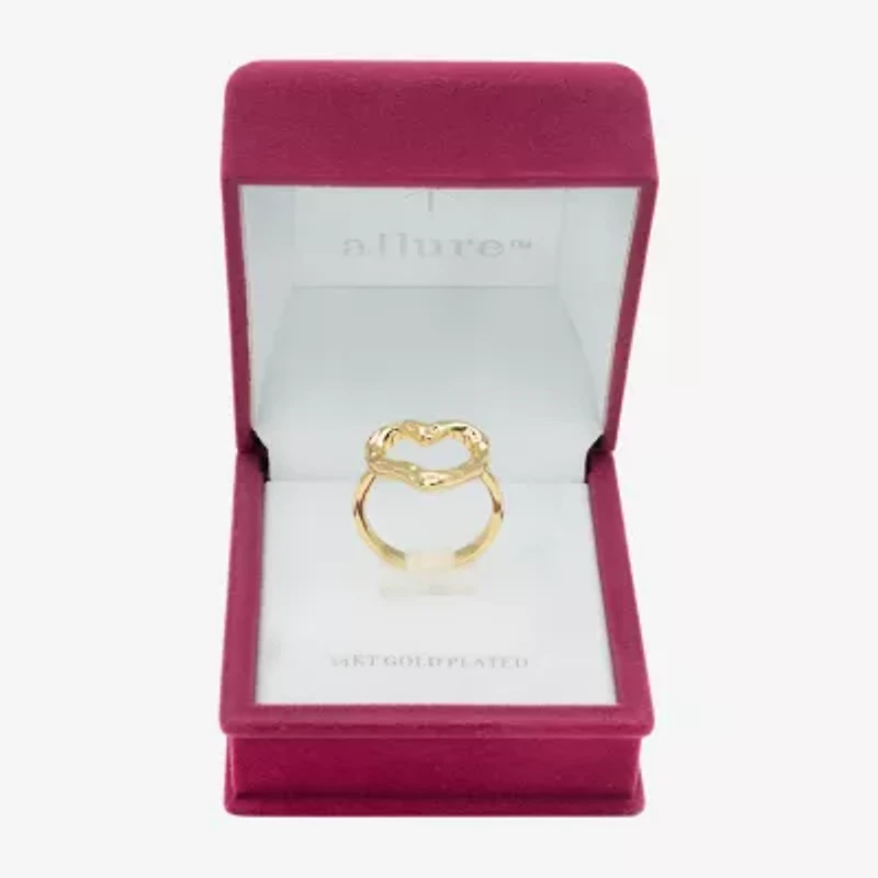 Sparkle Allure Hammered Womens 14K Gold Over Brass Heart Cocktail Ring