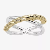 Sparkle Allure Rope & Polished Womens 5MM 14K Gold Over Brass Pure Silver Crossover Band