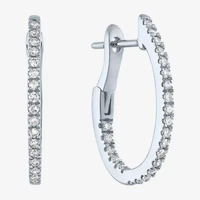 (G-H / Si2-I1) Womens 1/3 CT. T.W. Lab Grown White Diamond 10K White Gold 20mm Hoop Earrings