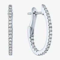 (G-H / Si2-I1) Womens 1/3 CT. T.W. Lab Grown White Diamond 10K White Gold 20mm Hoop Earrings