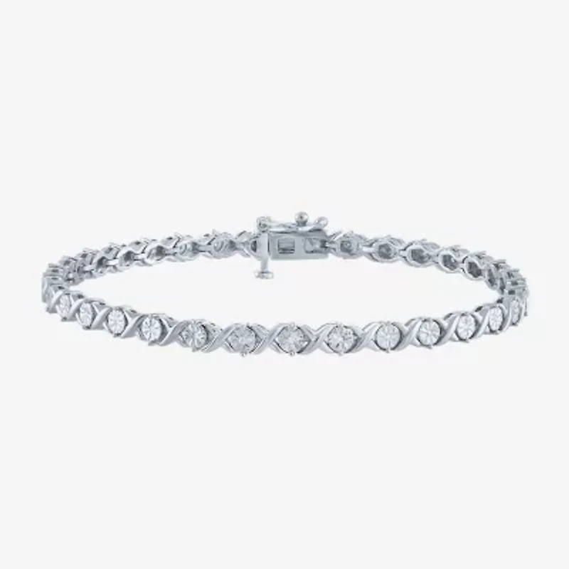 (G-H / I1-I2) Womens 1/10 CT. T.W. Lab Grown White Diamond Sterling Silver 7.5 Inch Tennis Bracelet