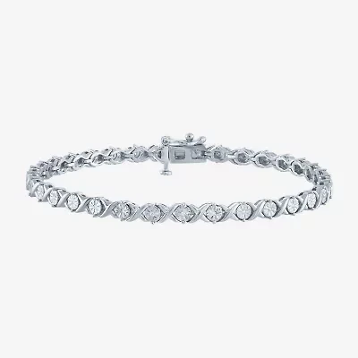 (G-H / I1-I2) Womens 1/10 CT. T.W. Lab Grown White Diamond Sterling Silver 7.5 Inch Tennis Bracelet
