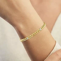 Diamond Addiction (G-H / I1-I2) Womens 14K Gold Over Silver 8 Inch Curb Chain Bracelet