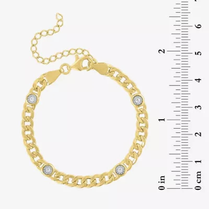 Diamond Addiction (G-H / I1-I2) Womens 14K Gold Over Silver 8 Inch Curb Chain Bracelet