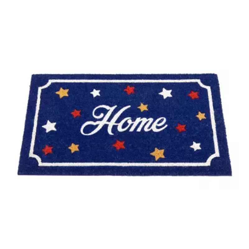 Northlight Blue Coir Americana Outdoor Indoor Rectangular Doormat
