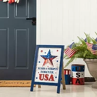 Glitzhome Americana Wooden Easel Christmas Porch Sign