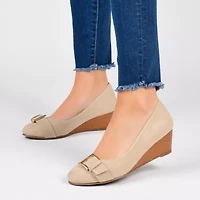 Journee Collection Graysn Womens Round Closed Toe Wedge Heel Pumps