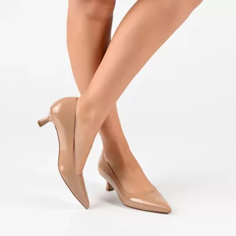 Journee Collection Celica Womens Pointed Closed Toe Kitten Heel Pumps