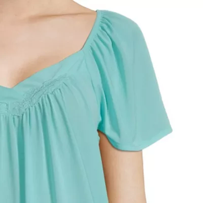 Lissome Tricot Womens Sweetheart Neck Short Sleeve Nightgown