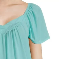 Lissome Tricot Womens Sweetheart Neck Short Sleeve Nightgown