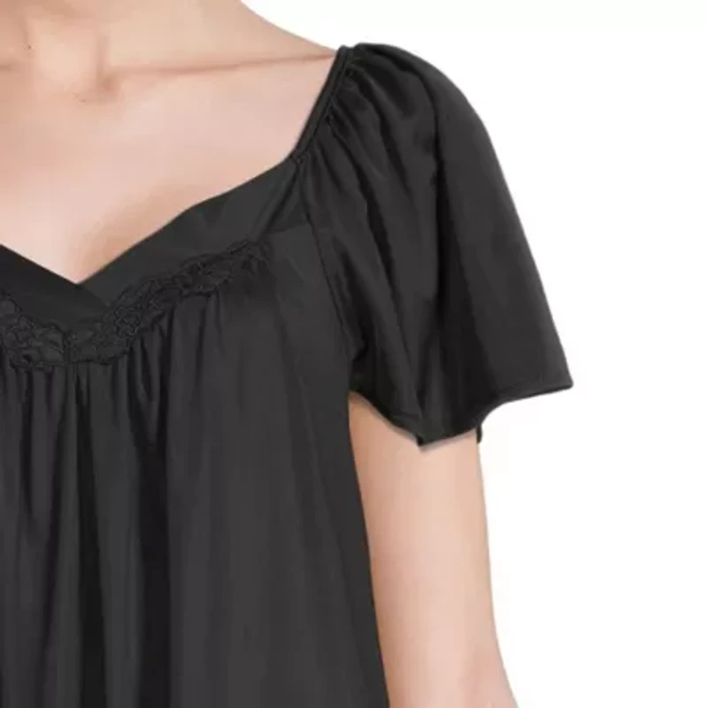 Lissome Tricot Womens Short Sleeve Sweetheart Neck Nightgown