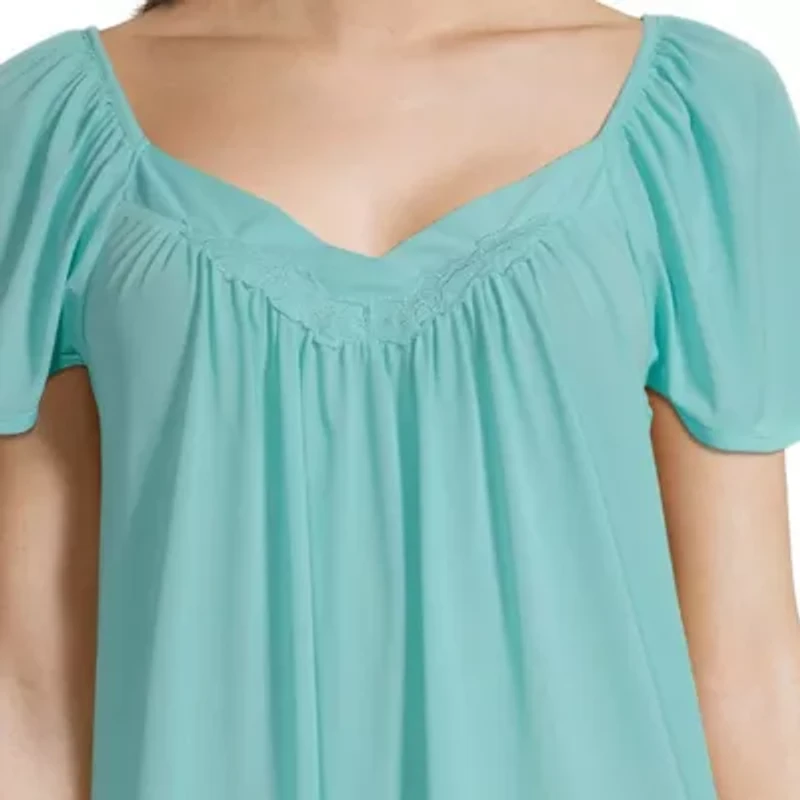 Lissome Tricot Womens Sweetheart Neck Short Sleeve Nightgown