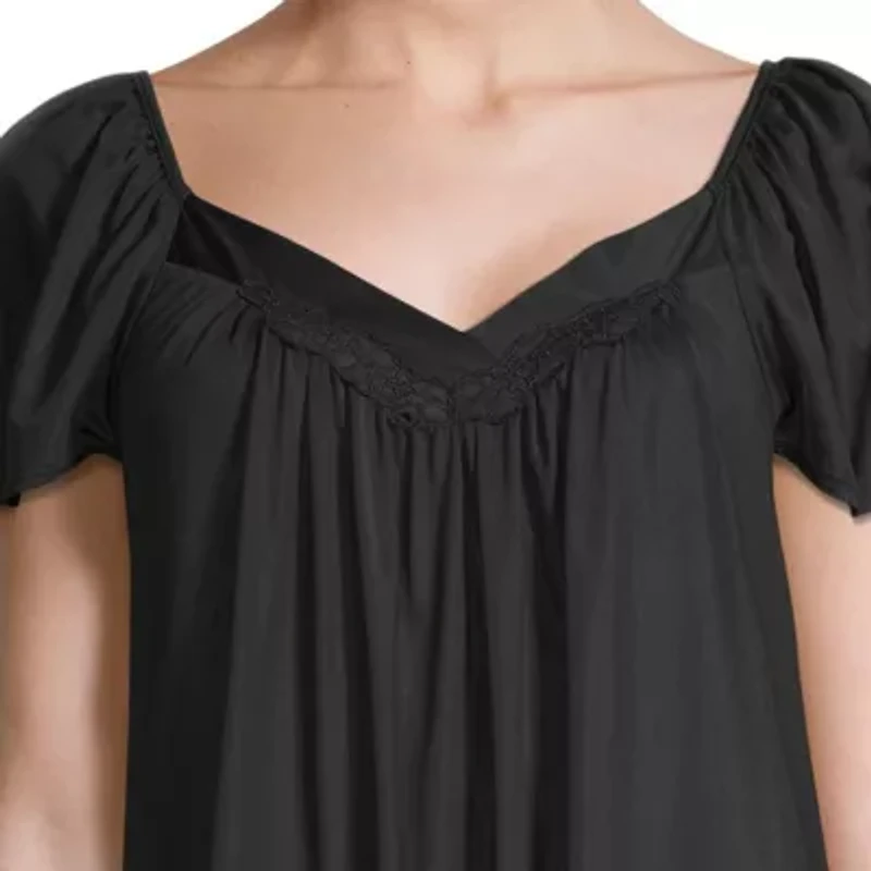 Lissome Tricot Womens Short Sleeve Sweetheart Neck Nightgown