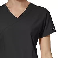 Wink® W123 By Wonderwink 6455 Mock Wrap Womens Plus Short Sleeve Moisture Wicking Wrinkle Resistant Quick Dry Scrub Top
