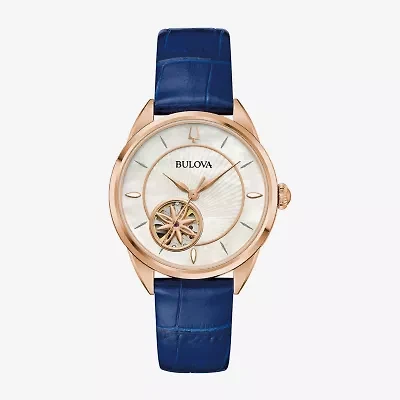 Bulova Unisex Adult Automatic Blue Leather Strap Watch 97l180