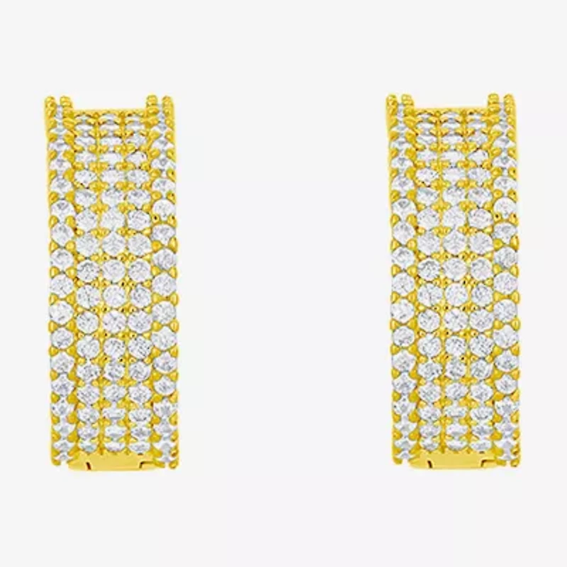 Sparkle Allure Womens Cubic Zirconia 14K Gold Over Brass 16mm Hoop Earrings