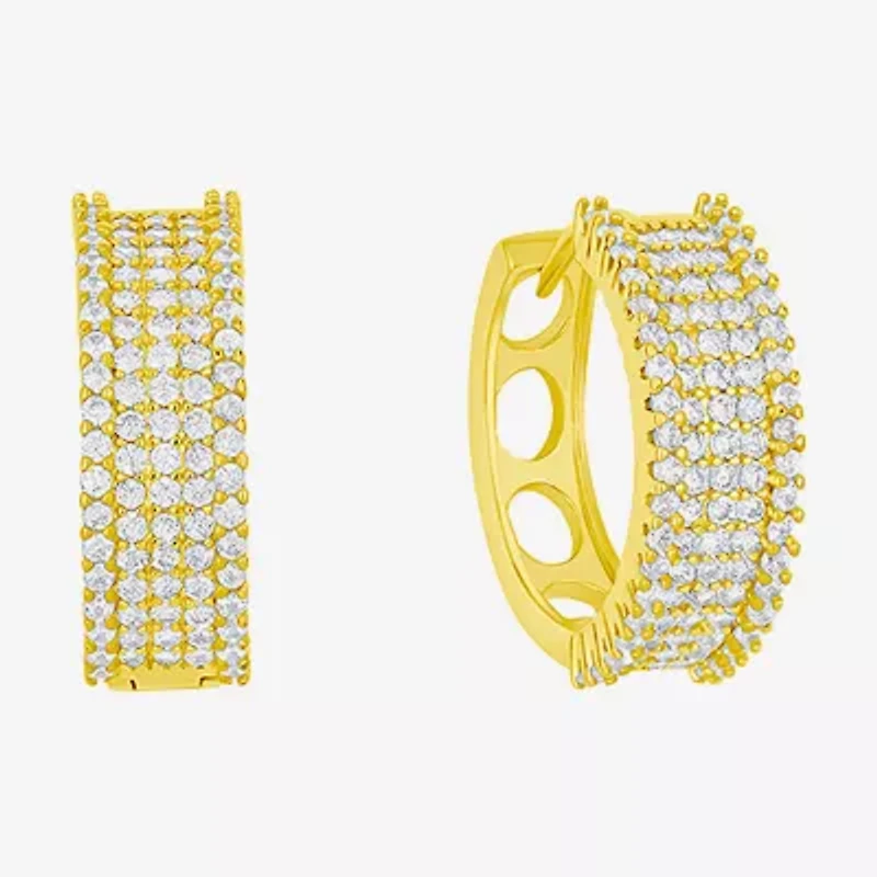 Sparkle Allure Womens Cubic Zirconia 14K Gold Over Brass 16mm Hoop Earrings